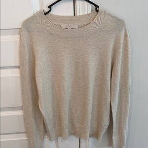 LOFT Women's Cream Crewneck Sweater Size Large